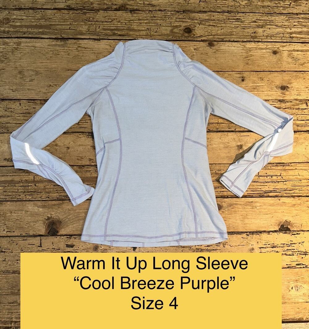 Lululemon Women’s Size 4 Cool Breeze Purple Warm It Up Long Sleeve Tee